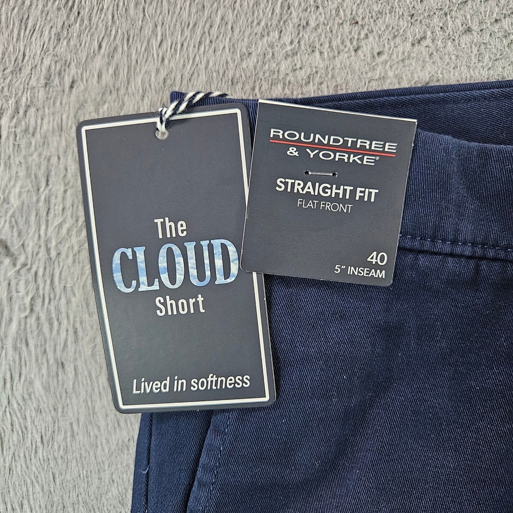 Roundtree & Yorke Mens The Cloud Short Navy Straight Fit 5 Inch Inseam 40 NWT